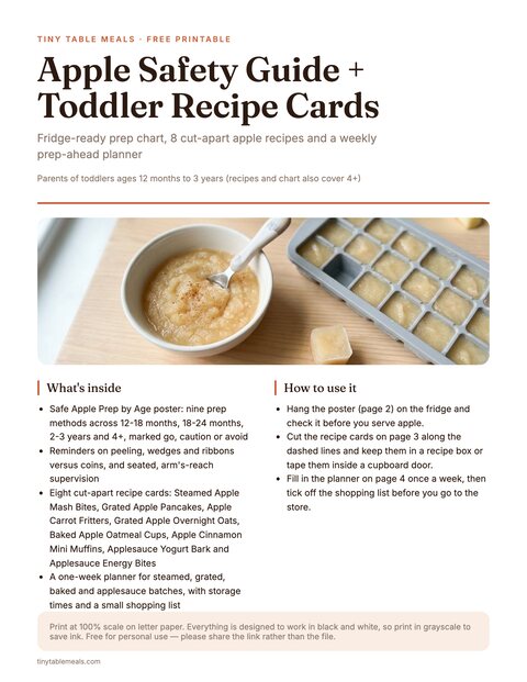 Apple Safety Guide + Toddler Recipe Cards preview