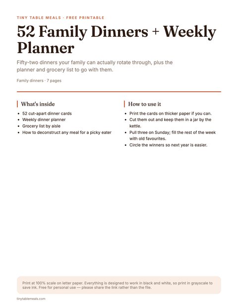 52 Family Dinners + Weekly Planner preview