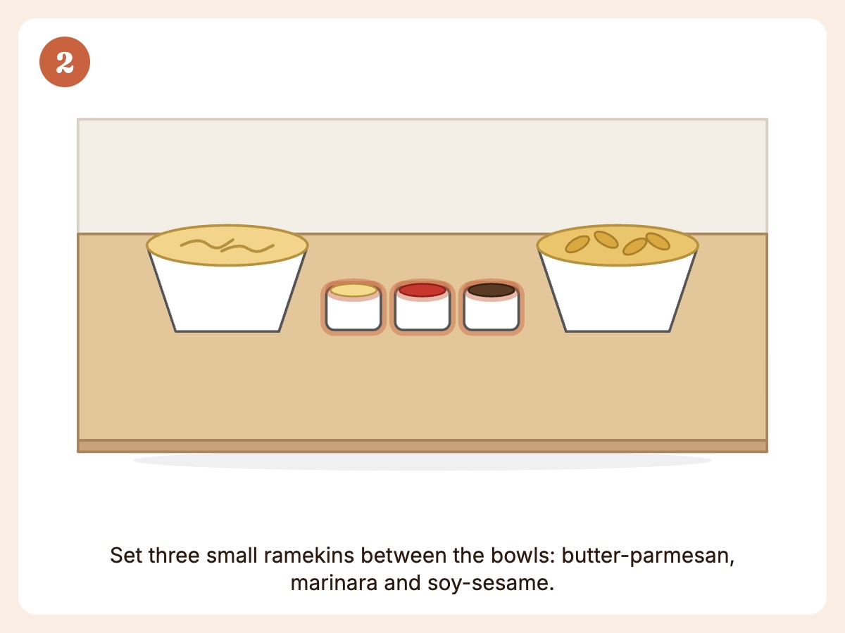Step 2: Line up the sauce bar