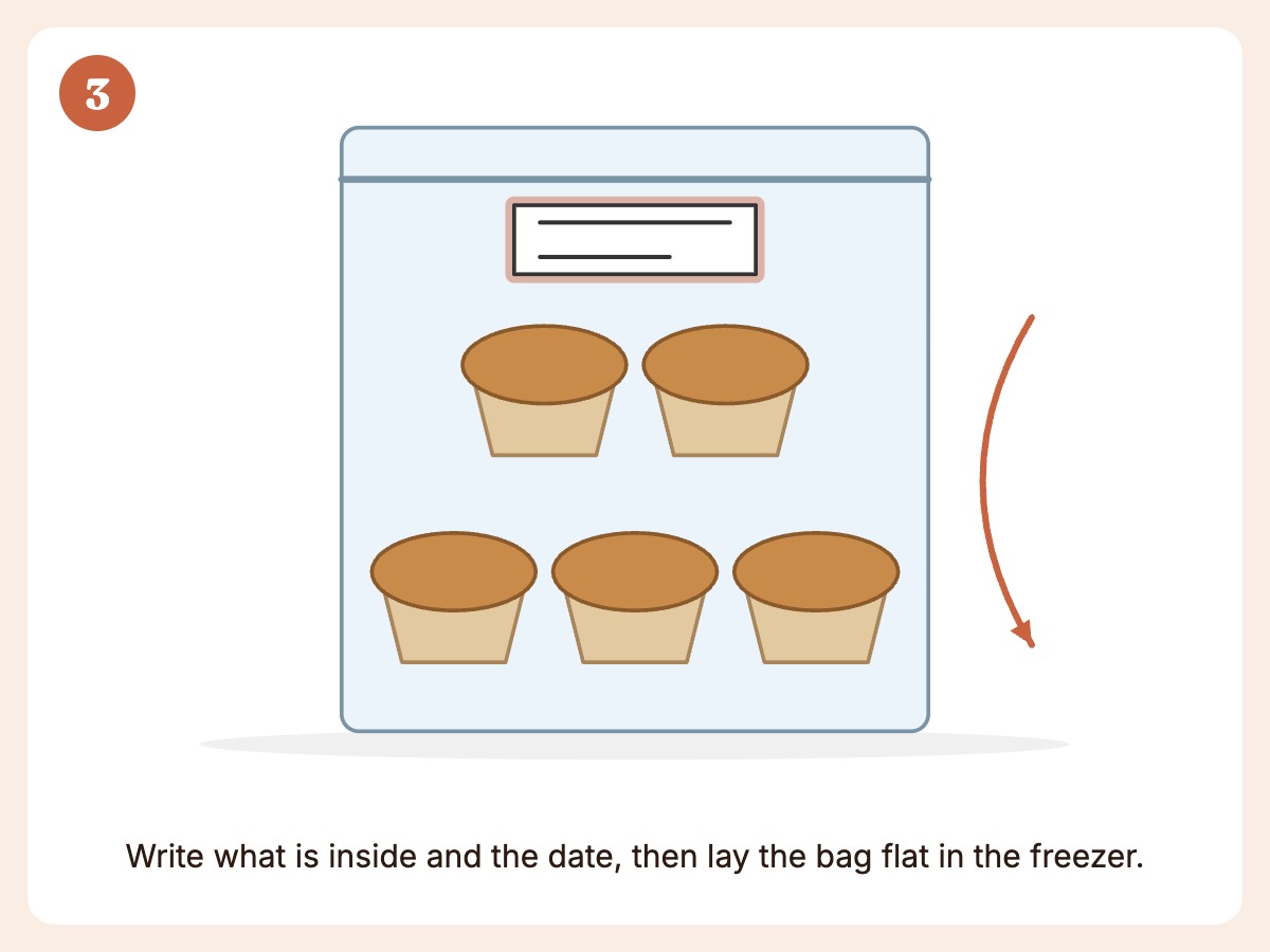 Step 3: Label the bag with contents and date and lay it flat