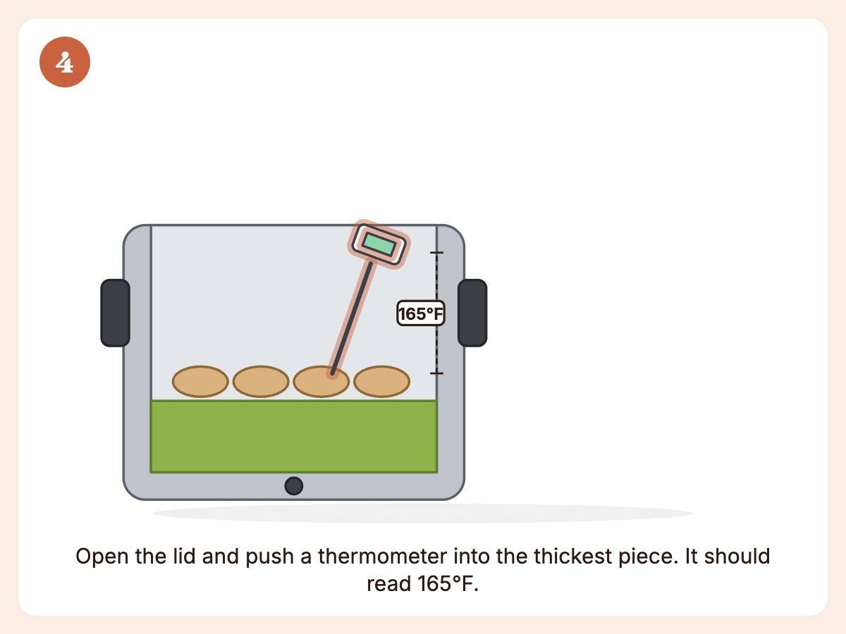 Step 4: Check the thickest piece reaches 165°F
