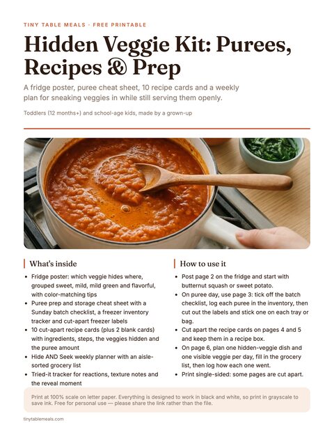 Hidden Veggie Kit: Purees, Recipes & Plan preview