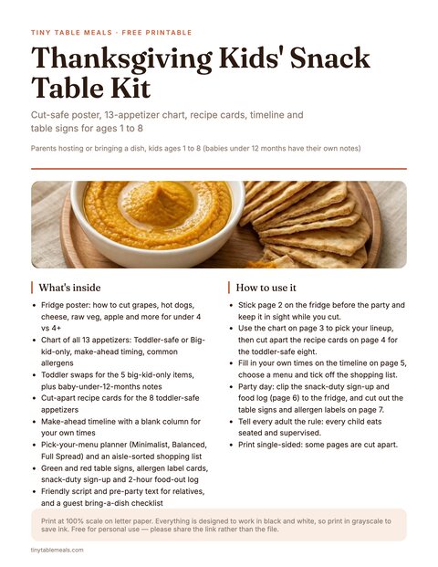 Thanksgiving Kids' Snack Table Kit preview